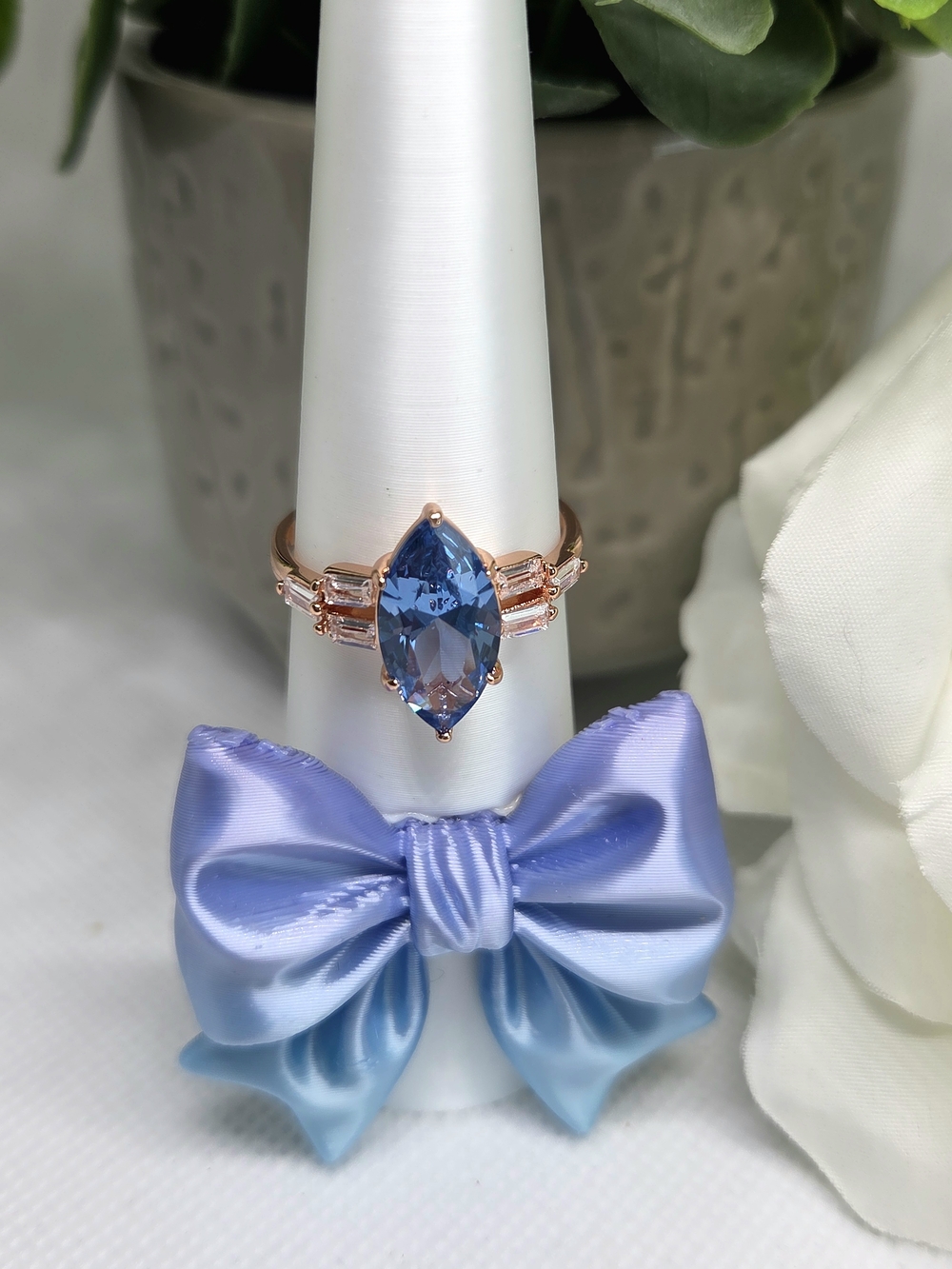 BP Rose Gold Vibrant Blue Marquise Crystal Ring